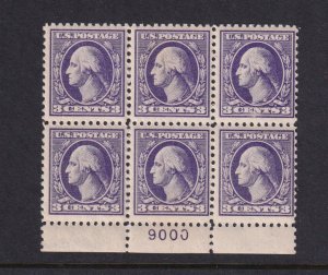 1918 Washington 3c Sc 530 MNH with original gum, Type IV, plate block of 6 (CK