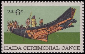 US 1389 Natural History Haida Ceremonial Canoe 6c single (1 stamp) MNH 1970