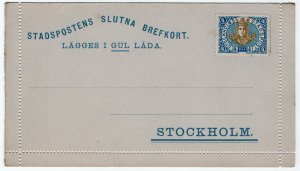 (I.B) Sweden Local Post : Stockholm 4 Ore (letter card)