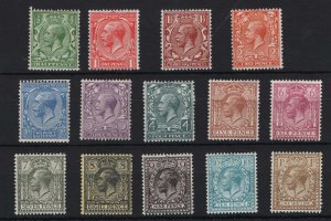 GB 1912 ½d - 1s Royal Cypher set of 14 (one of each value) fine mint sg351-96