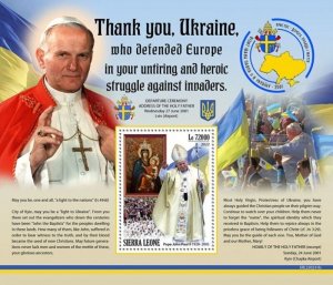 Sierra Leone - 2022 Pope John Paul II Visits Kiev - Souvenir Sheet - SRL220231b
