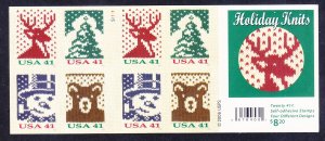 US 4210d MNH 2007 41? Holiday Knits Booklet Pane of 20 Plate #S1111
