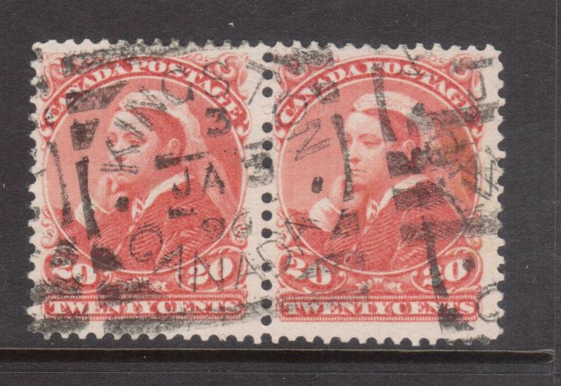 Canada #46 VF Used Pair With Ideal Kingston Square Circle Cancel Jan 3 1899