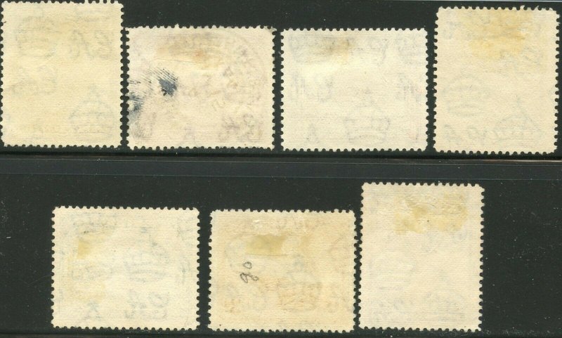 ANTIGUA Sc#84-90 1938 KGVI Definitives Short Set to 6p Used