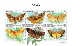 SIERRA LEONE - 2023 - Moths - Perf 6v Sheet - Mint Never Hinged