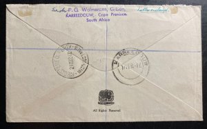 1947 Karreedouw South Africa First Day Cover FDC To Perth Australia Royal Visit