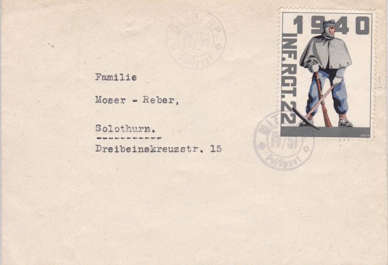 Switzerland 1940 lot of 2 Feldpost Covers with Swiss Soldier Stamps.