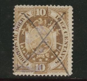 Bolivia Scott 43 used 1887 stamp CV $1.25