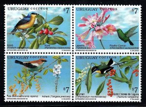 Uruguay stamp 1999 - birds and flowering trees