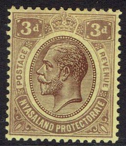 NYASALAND 1921 KGV 3D WMK MULTI SCRIPT CA