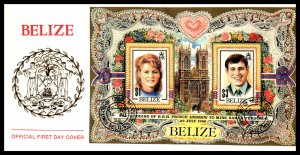 Belize 834 Royal Wedding Souvenir Sheet U/A FDC