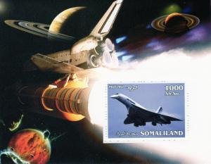 Somaliland 2002 CONCORDE Jupiter & Saturn s/s Perforated Mint (NH)