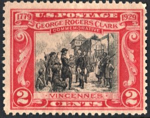 SC#651 2¢ George Rogers Clark Single (1929) Uncancelled/No Gum