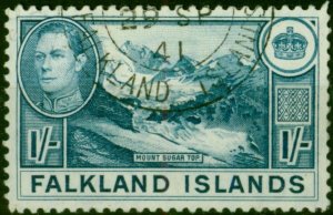 Falkland Islands 1938 1s Light Dull Blue SG158 V.F.U