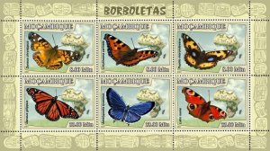 MOZAMBIQUE - 2007 - Butterflies - Perf 6v Sheet - Mint Never Hinged