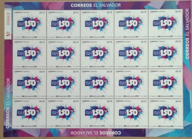 El Salvador 150 Years Of The UPU Stamps Sheet 2024-ZZIAA