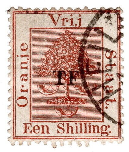 (I.B) Orange Free State Telegraphs : 1/- Red-Brown (setting 8)