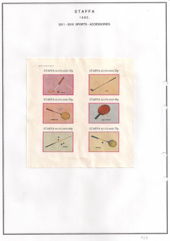 SCOTLAND - STAFFA - 1982 - Sports Accessories - Imperf 6v, Sheet - MLH