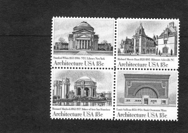 1928-1931 Architecture USA, MNH blk/4