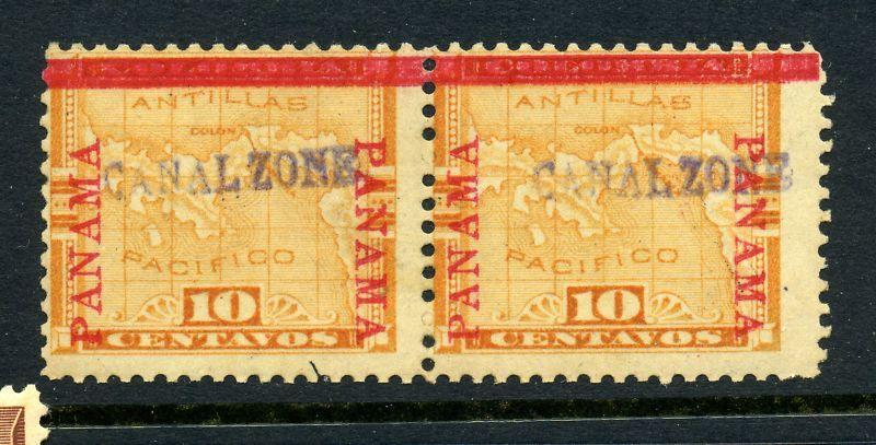 Canal Zone 3 Overprint Unused Pair of 2 Stamps with PF Cert (Stock  CZ3-16)