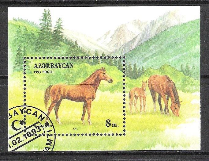 Azerbaijan #362A Horses Souvenir Sheet CTO