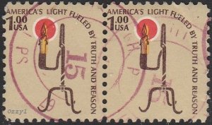 USA #1610 1979 $1 Rush Lamp & Candle Holder USED-VG-NH. Pair