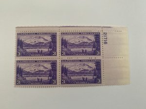 SCOTT 800 MNH 3 Cents PLATE BLOCK OF 4, 1937 ALASKA MH