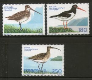 Faroe Islands 1977 Birds Oystercatcher Snipe Fauna Sc 28-30 MNH # 1623