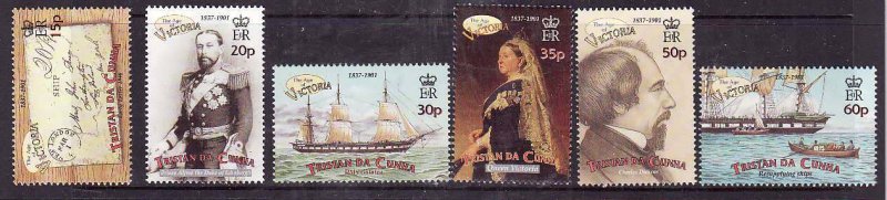 Tristan da Cunha-Sc#678-83-Unused NH set-Ships-Maps-Age of Victoria- 2001-