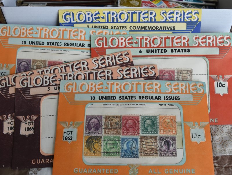 Boxed Lot of Remnant Album Pages, Stamps, Old Department Store Sets & More (d2)