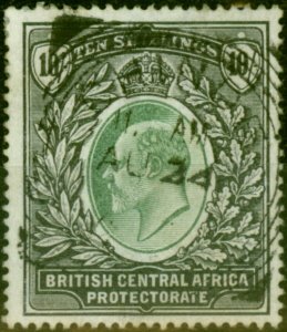 B.C.A Nyasaland 1903 10s Grey-Green & Black SG65 Fine Used