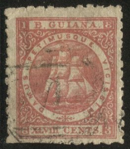 BRITISH GUIANA 1866, Sc 69 48c,red Used, perf 10, F-VF light cancel, SHIP