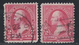  US, #250 and #252, Issued 1894-95, used, 2ct. Washingtons