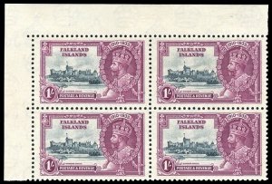 Falkland Is 1935 KGV Silver Jubilee 1s SHORT EXTRA FLAGSTAFF MLH. SG 142, 142b.