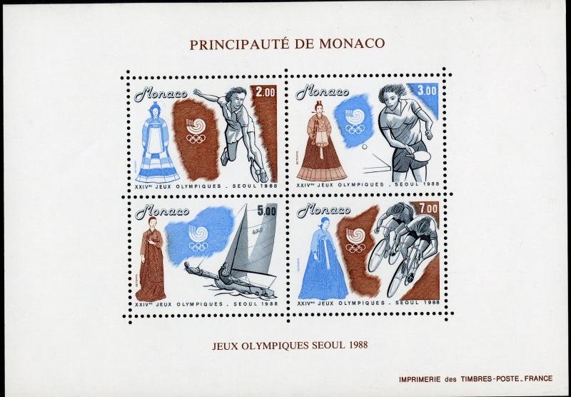 MONACO 1640 S/S MNH SCV $9.50 BIN $6.25 OLYMPICS