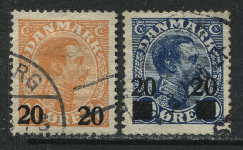 Denmark 1926 30 ore and 40 ore both overprinted by 8 ore used