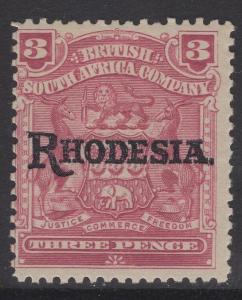 RHODESIA SG104 1909 3d CLARET MTD MINT