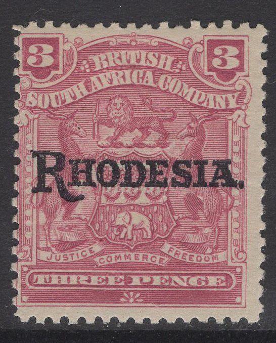 RHODESIA SG104 1909 3d CLARET MTD MINT