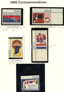 #1306-1322 mnh plate # singles 17 Items 1966 Issue