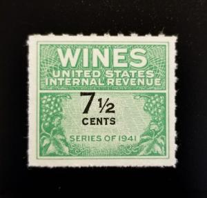 1942 7 1/2c U.S. Internal Revenue, Cordial & Wine, Green Scott RE120 Mint NH