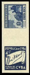 Cuba #346-347P, 1937 Costa Rica and Cuba, 4c imperf. plate proofs in blue, se...