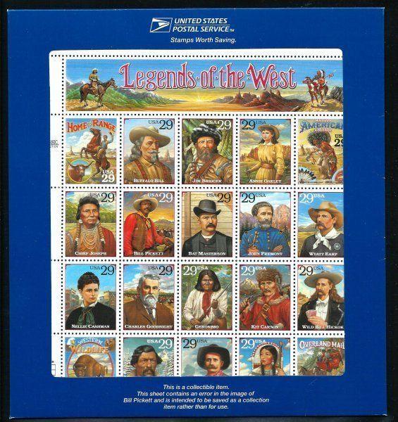 US SCOTT#2870 - RECALLED LEGENDS OF THE WEST SHEET IN BLUE FOLDER - 