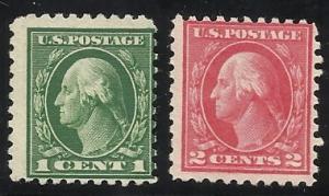 424, 425 1c (MNH), 2c (MLH) Fine Centering