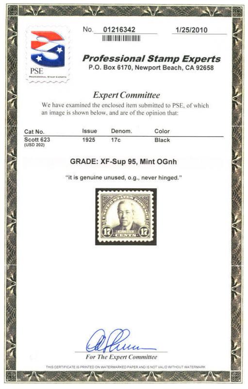 MALACK 623 XF-SUPERB OG NH, w/PSE (GRADED 95 (01/10)..MORE.. gg1241