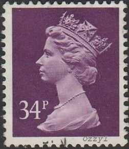 Great Britain #MH152 1991 34p Dp Violet QEII Machin Head USED-VF-NH.
