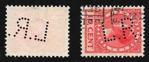 Netherlands Perfin L.R. on Scott # 177. All Additional Items Ship Free.