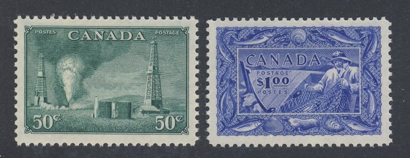 2x Canada MNH VF Stamps;  #294-50c & #302 $1.00 Fisheries Guide Value = $70.00