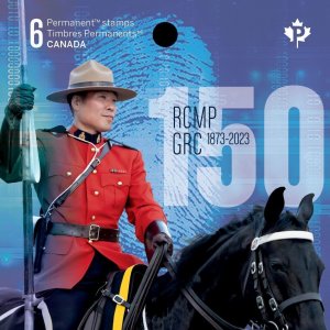 qlp. RCMP = ROYAL CANADIAN MOUNTED POLICE 150th = FRONT BK Page of 4 Canada 2023