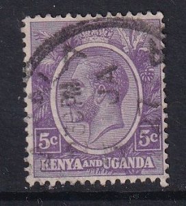 Kenya, Uganda, & Tanzania #19 used 1922 King George V  5c  violet