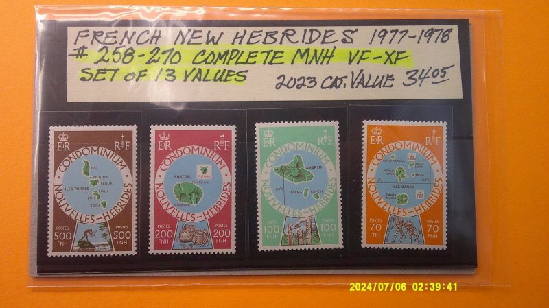 French New Hebrides 1977 Scott# 258-270 complete MNH XF set of 13